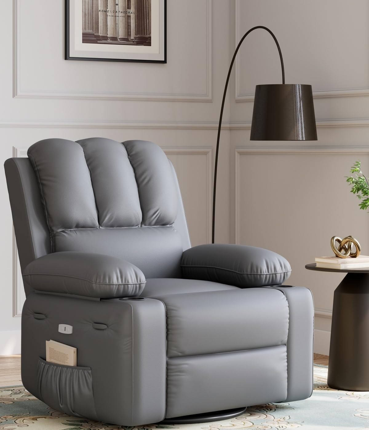 Ultimate Relaxation: Swivel Recliner with Massage & Heat