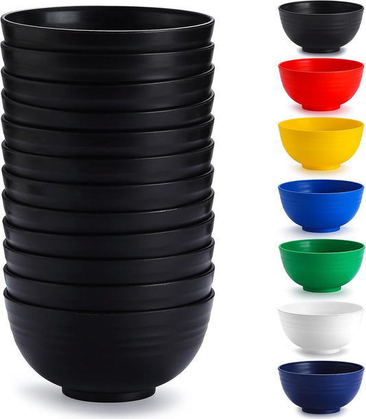 Premium 25oz Black Plastic Bowls Set - Reusable & Sturdy for Every Occasion