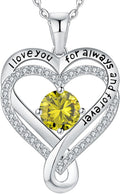 Infinity Heart Birthstone Necklace for Women - Sterling Silver I Love