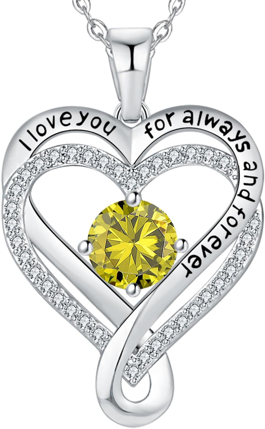 Infinity Heart Birthstone Necklace for Women - I Love You Gift