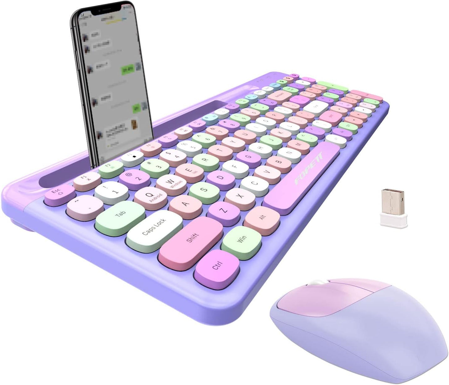 Colorful Round Keycap Wireless Combo for PC/Mac