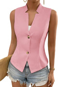 Sleeveless Sweater Vest Top - Lightweight Knit Office Layering