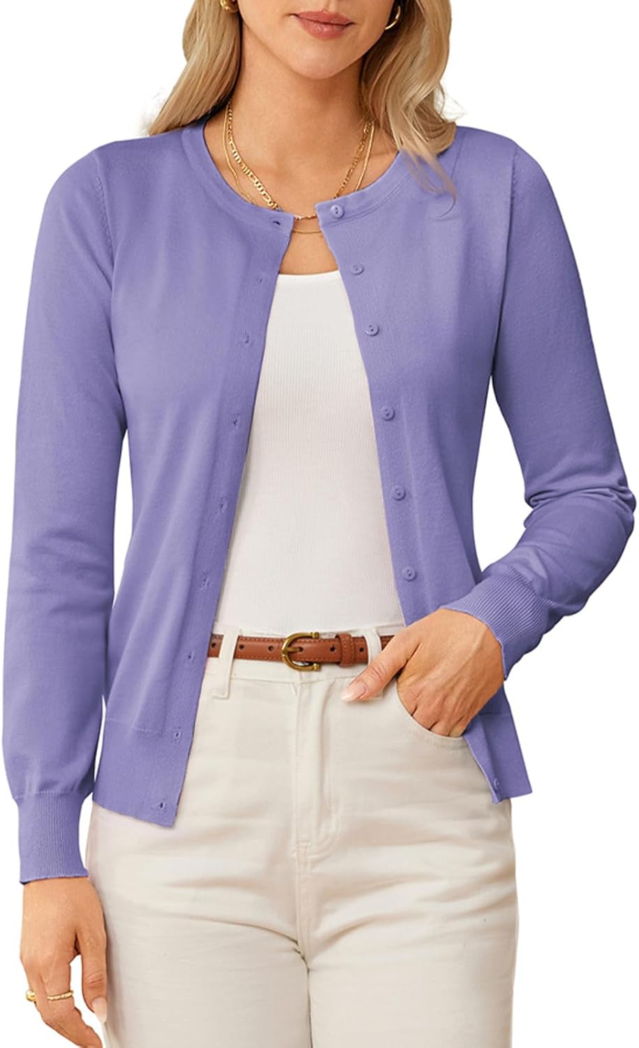 Classic Long Sleeve Knit Cardigan for Women - Chic and Versatile