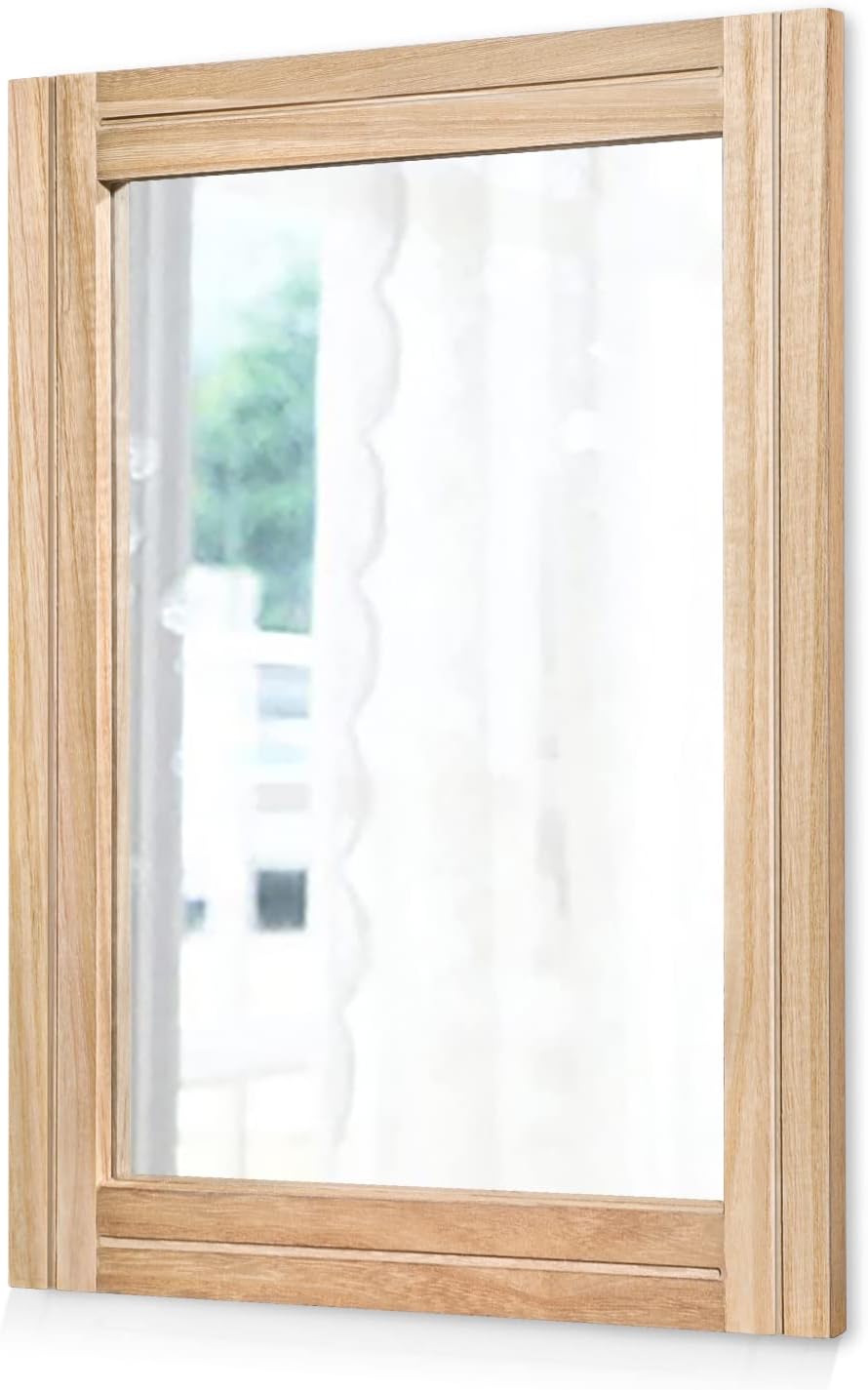 AAZZKANG Rustic Wall Mirror with Wood Frame for Home Decor
