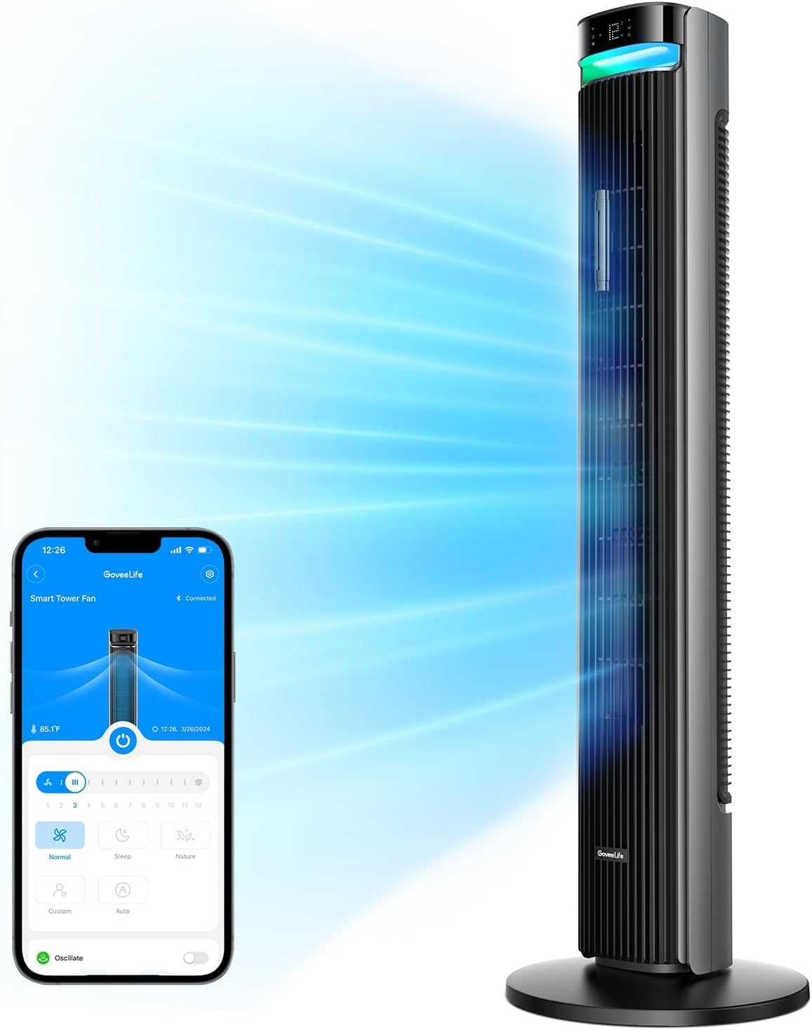GoveeLife 42in Smart Tower Fan with Voice Control and Oscillation