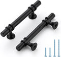 Matte Black Cabinet Handles 3 in Hole Center T-Bar Pulls - 25 Pack