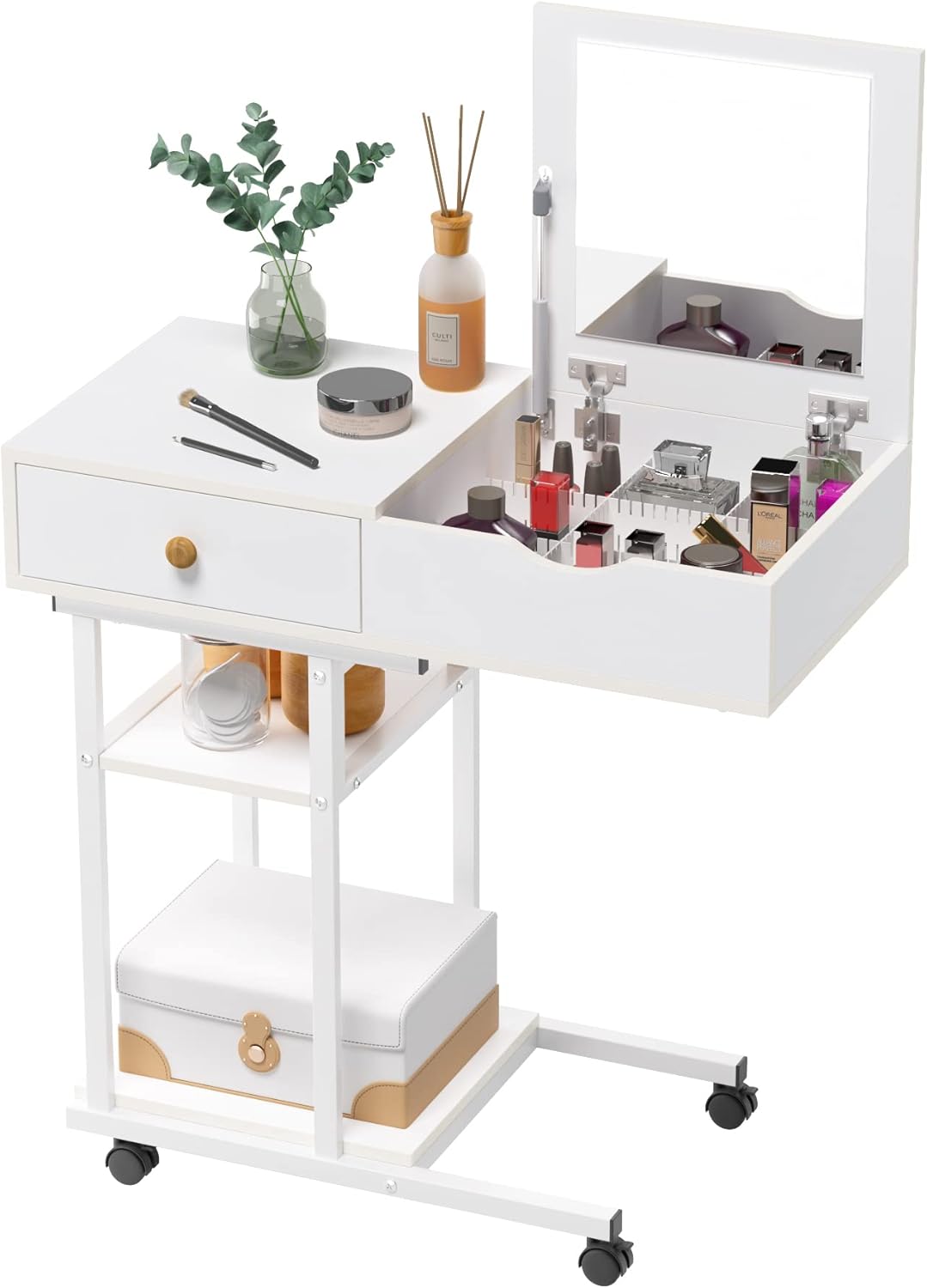 Space-Saving Vanity Desk with Mirror by Elephance