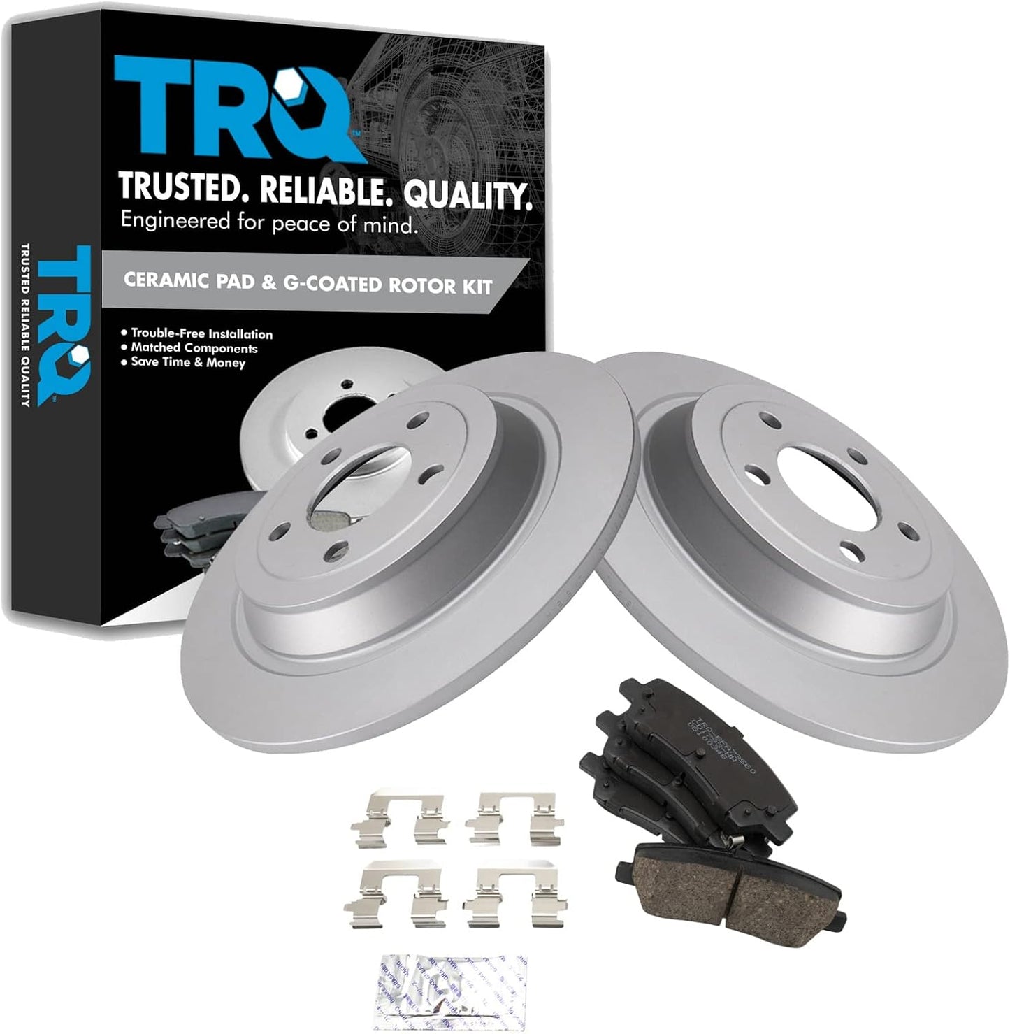 TRQ Rear Brake Pad & Rotor Kit for 2015-2022 Ford Mustang