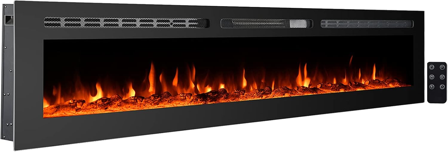 CharaVector 80 Electric Fireplace Insert - Remote Control & Energy Efficient