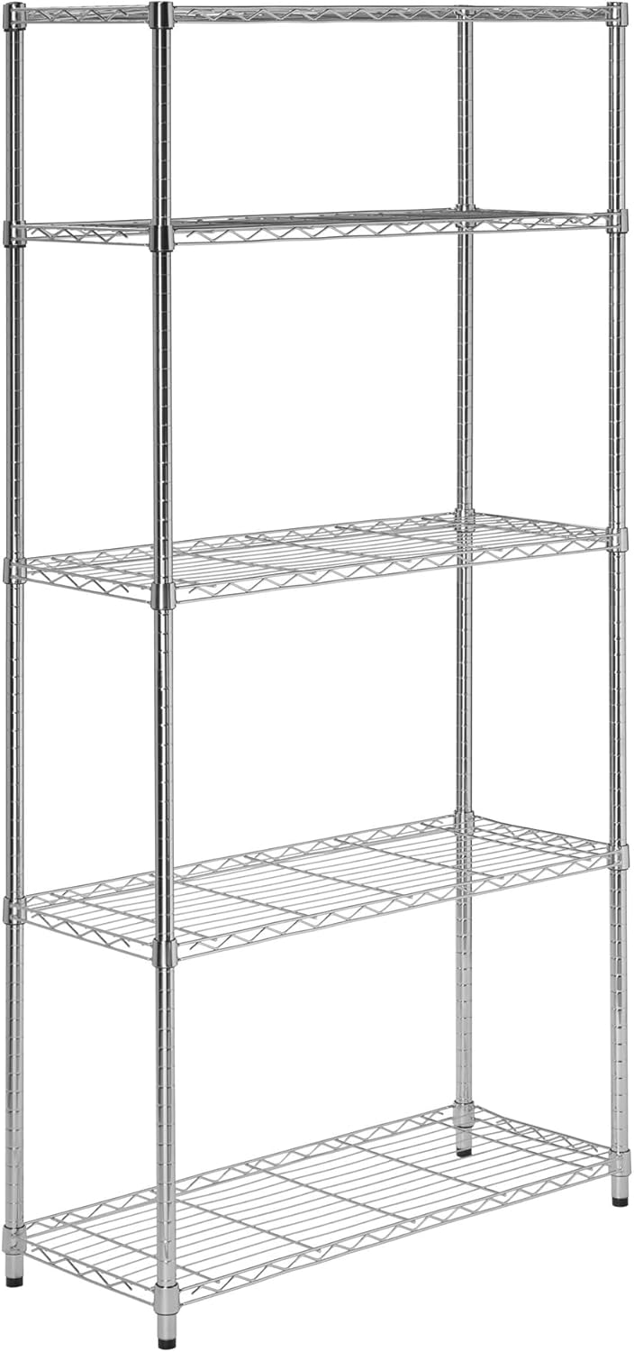 5-Tier Heavy Duty Adjustable Metal Storage Rack for Home Use