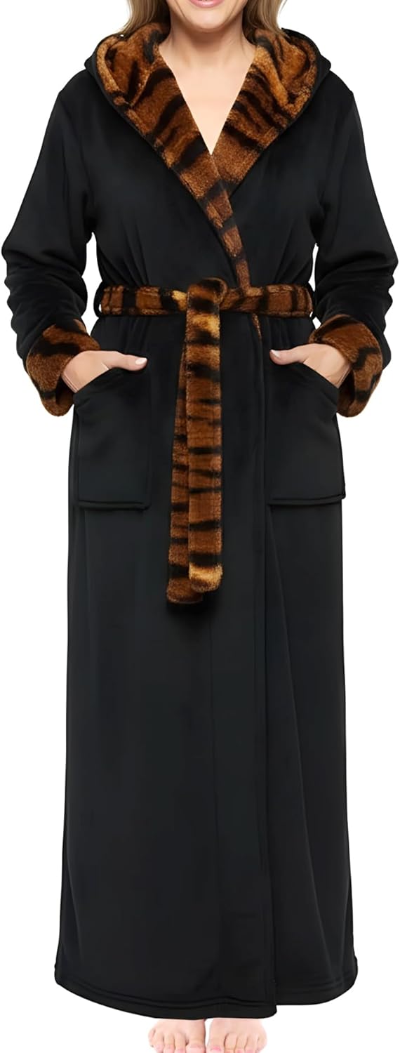Luxurious Long Plush Hooded Robe for Women by Alexander Del Rossa