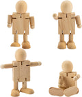 4 Pack Unfinished Wooden Robot Adjustable Figures - Craft Ready