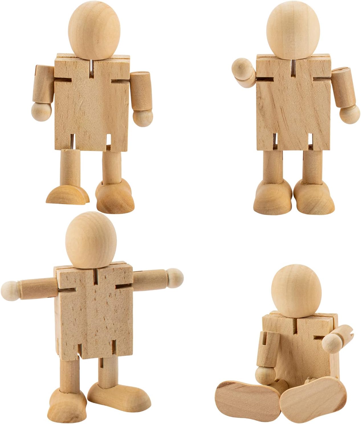 Wooden Robot Figures for Craft Projects