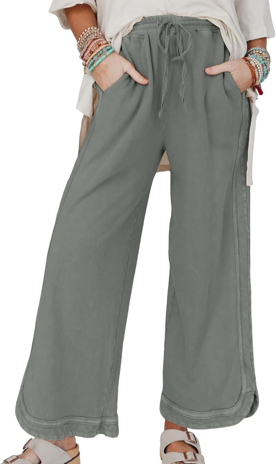 Hixiaohe Women's Casual Wide Leg Sweatpants for Comfort