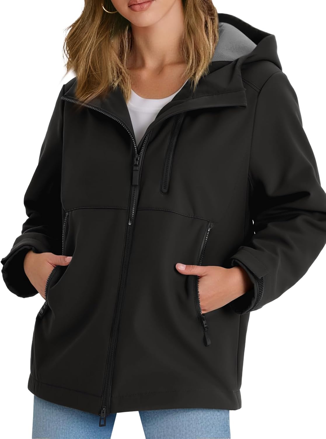 Yousify Womens Fleece Lined Rain Jacket for Fall and Winter