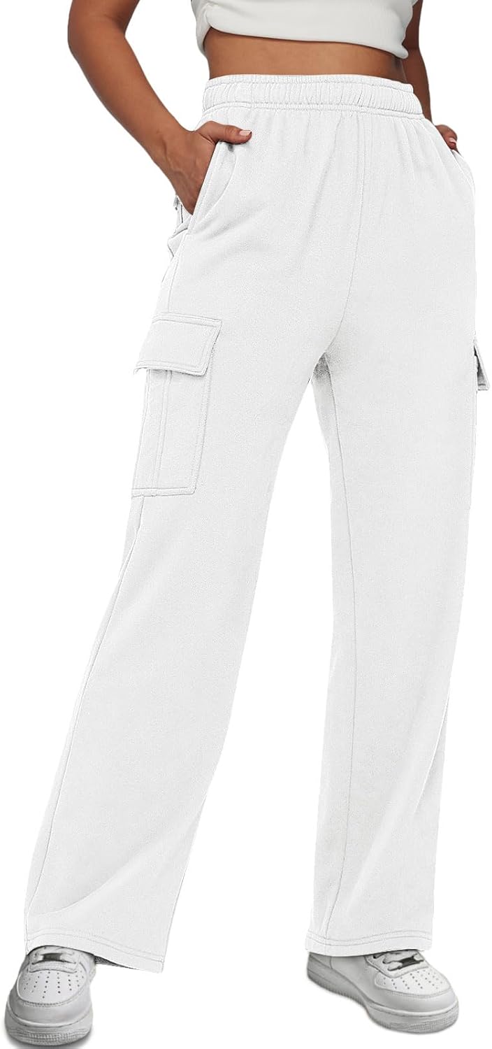 AUTOMET Womens Cargo Sweatpants Baggy Fleece High Waisted Joggers