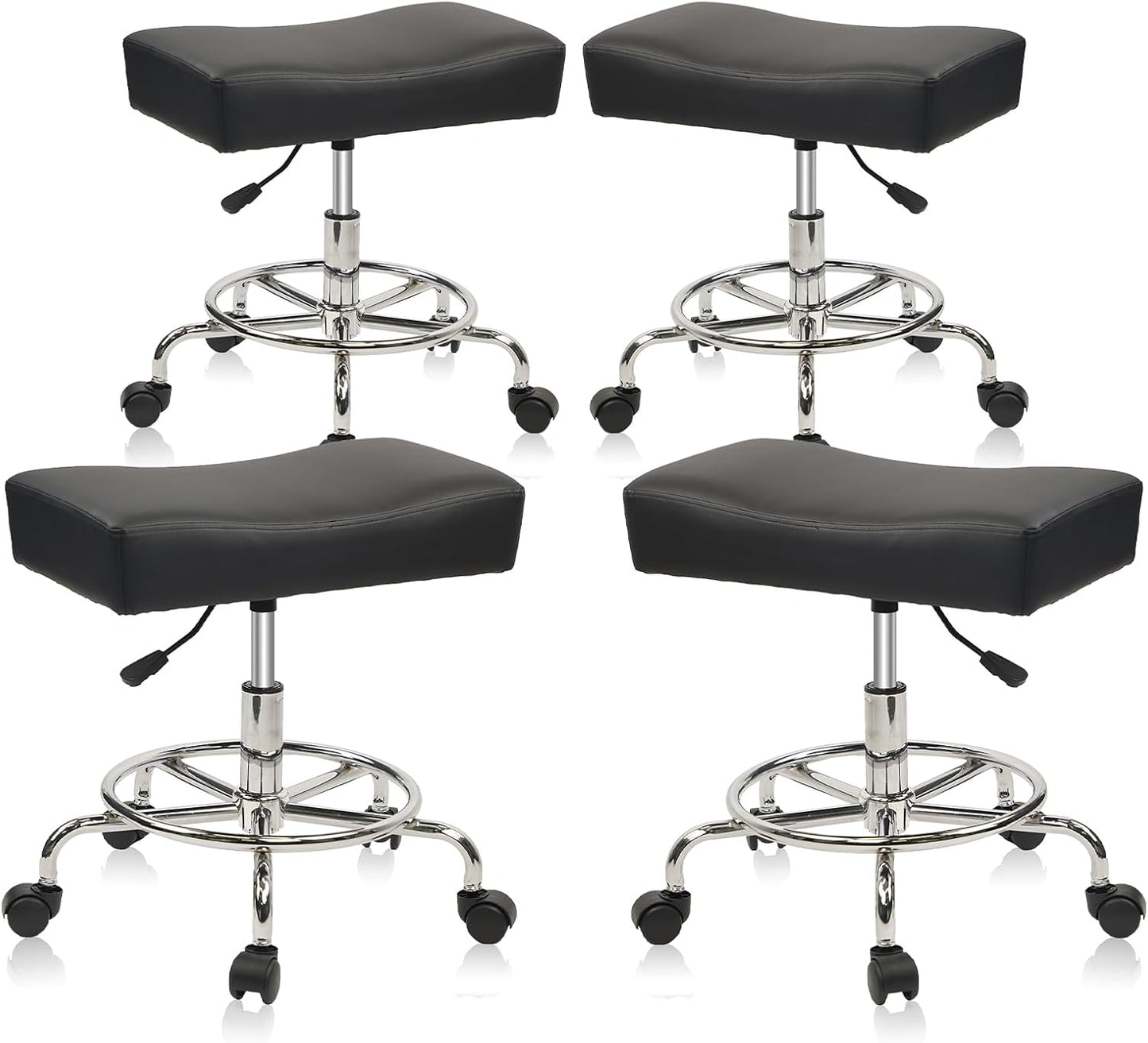 Heavy Duty Extra Wide Rolling Stool with Adjustable Height and Wheels