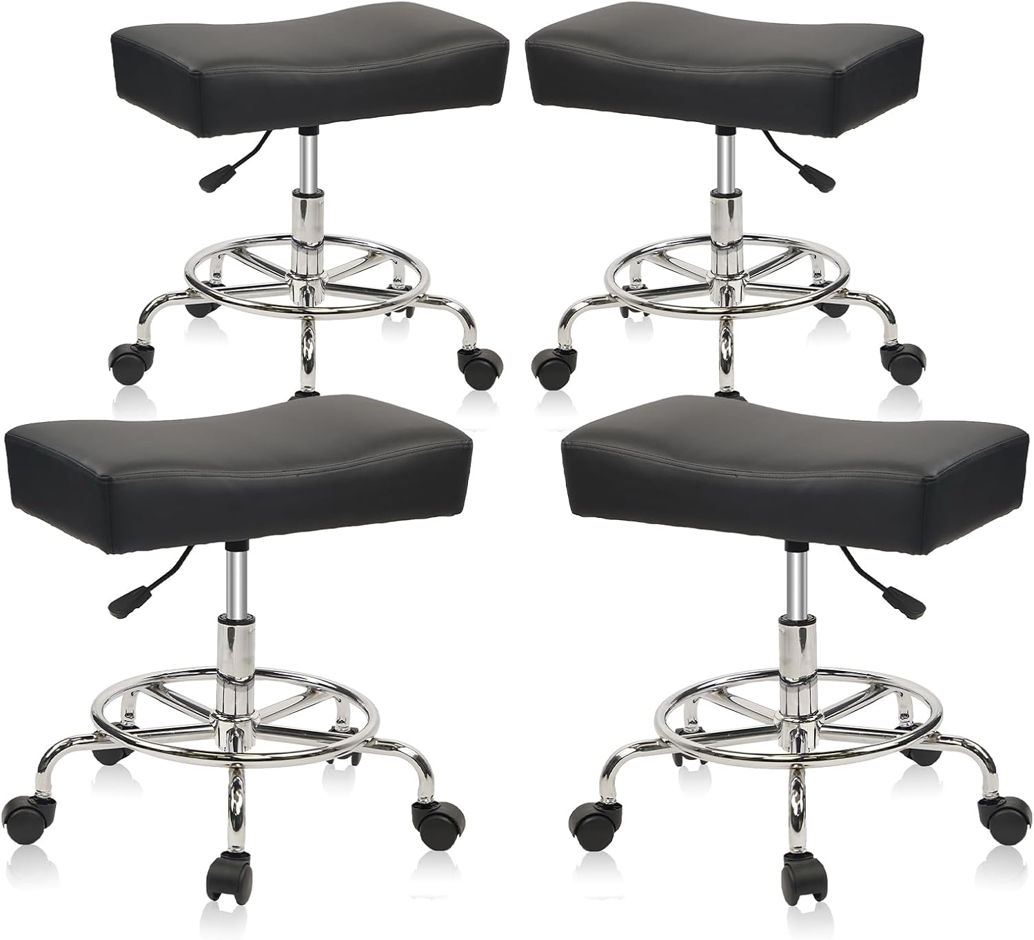 Heavy Duty Extra Wide Rolling Stool with Adjustable Height and Wheels