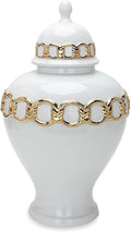 100% Modern Glam Artisan Ceramic SOPH Medium White/Gold Ginger Jar