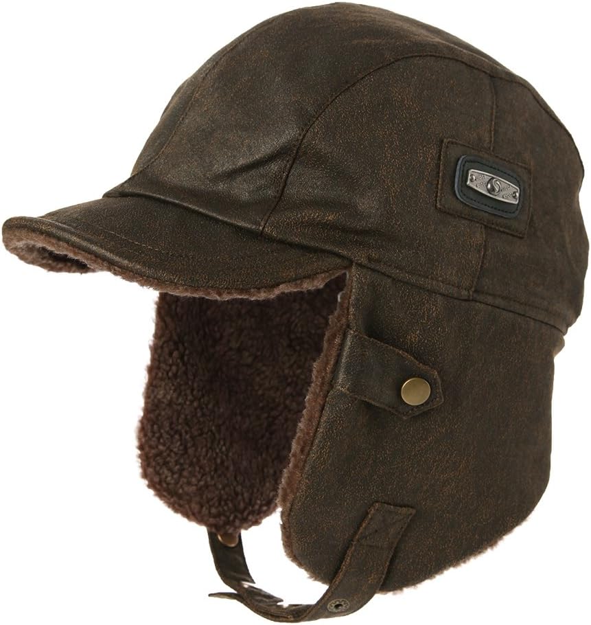 Comhats Aviator Hat Faux Leather Pilot Cap for Winter Adventures