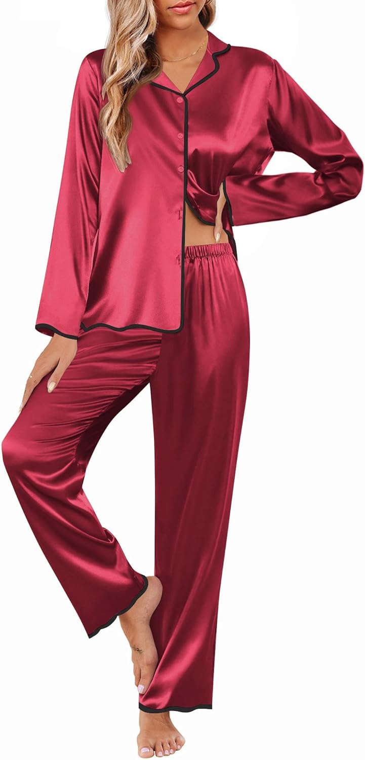 Ekouaer Silk Pajamas Set for Women - Elegant Satin PJs