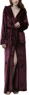 Flygo Womens Fuzzy Plush Long Hooded Robe Full Length - Cozy Warmth is