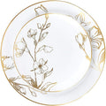 64 Piece White Floral Combo Plates Set with Gold Rim - Elegant