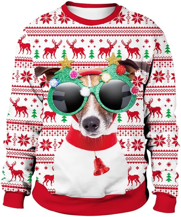 3D Cat Elk Dog Funny Christmas Sweater