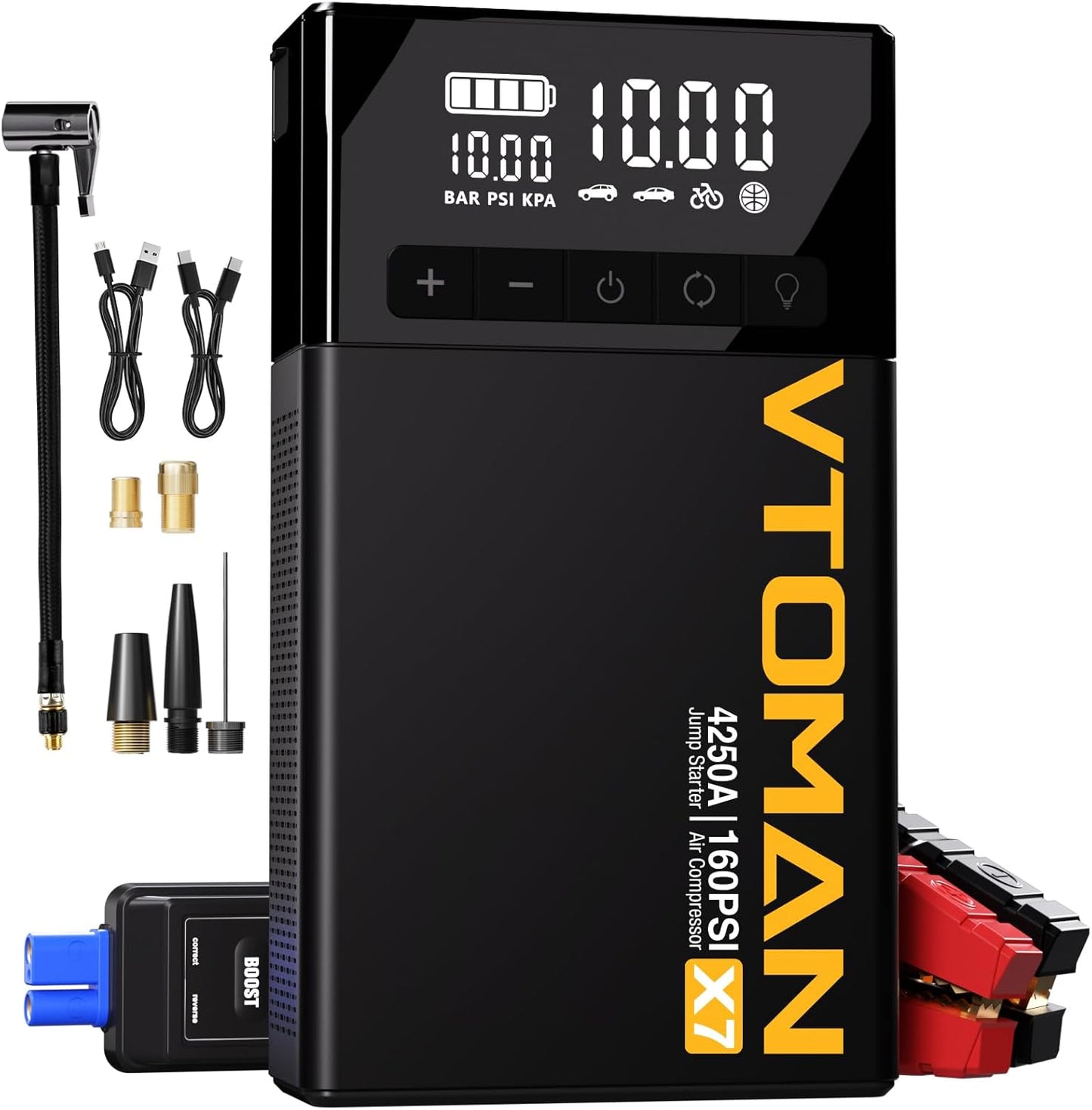 Powerful VTOMAN X7 Jump Starter: 4250A & 160PSI Combo
