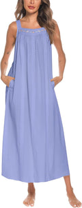 Elegant Cotton Nightgowns for Women Featuring Pockets and Embroidery