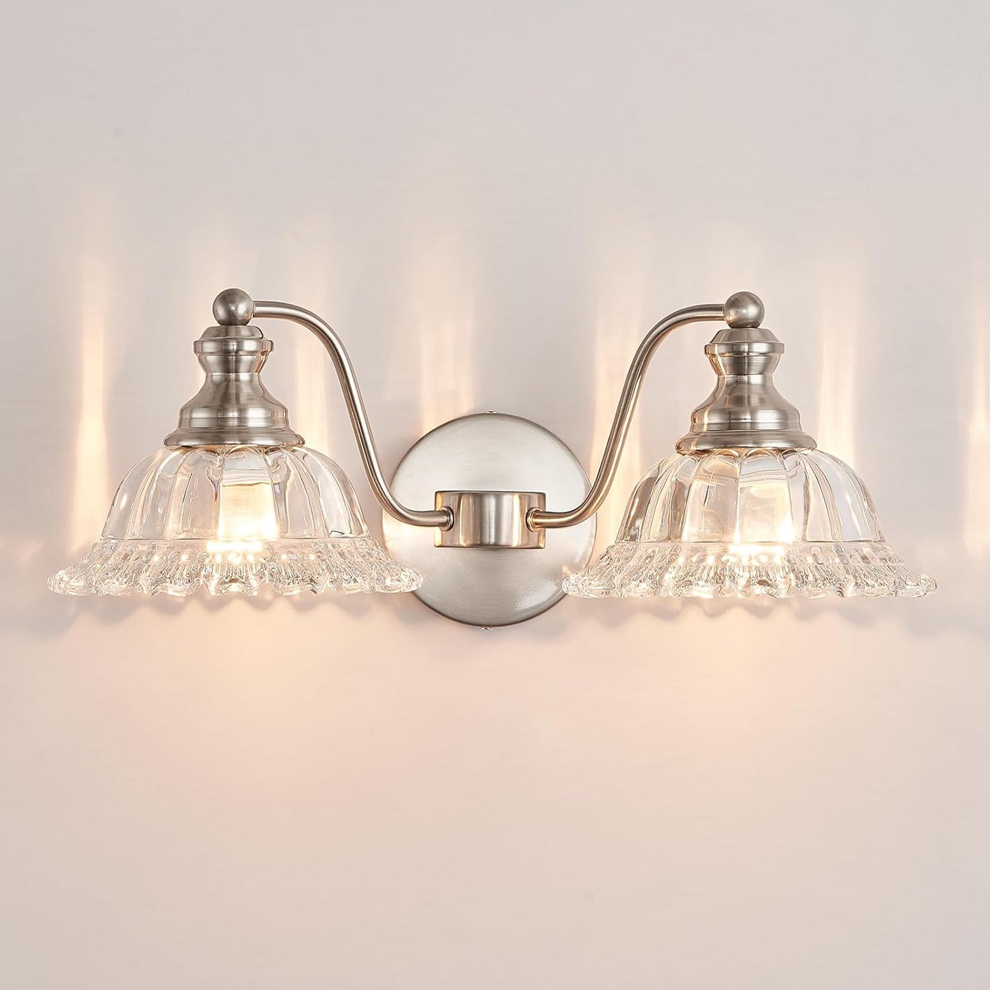 Brushed Nickel 2 Light Vanity Lights Fixture for Bathroom Decor