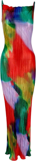 Cowl Neck Dress for Women - Sexy Strap Pleated Maxi Summer Wedding