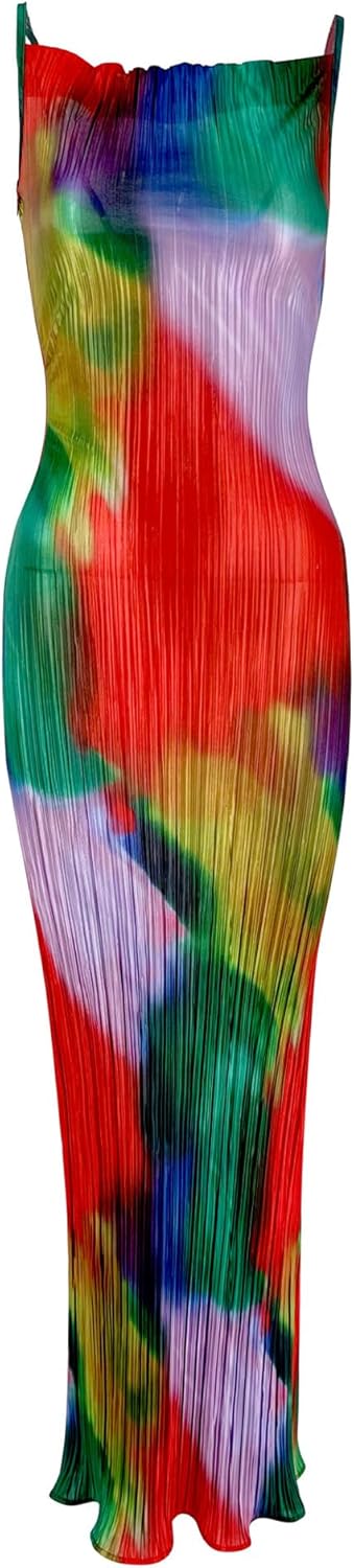 Cowl Neck Dress Sexy Strap Shoulder Pleated Maxi for Women