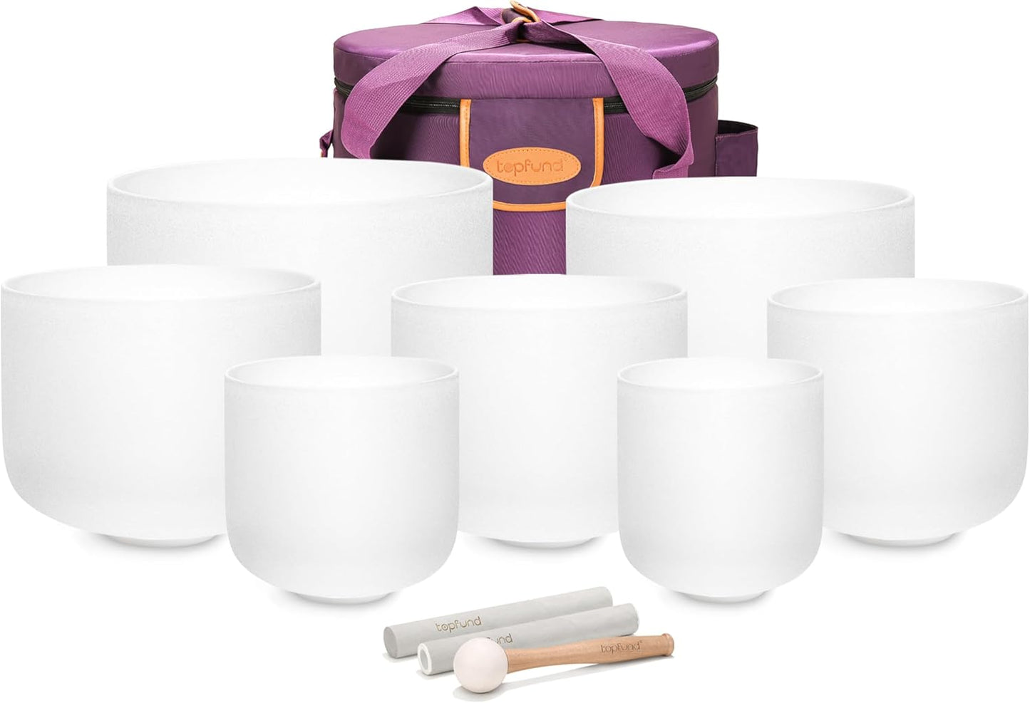 TOPFUND 6-12 inch Chakra Set of 7 Crystal Singing Bowls