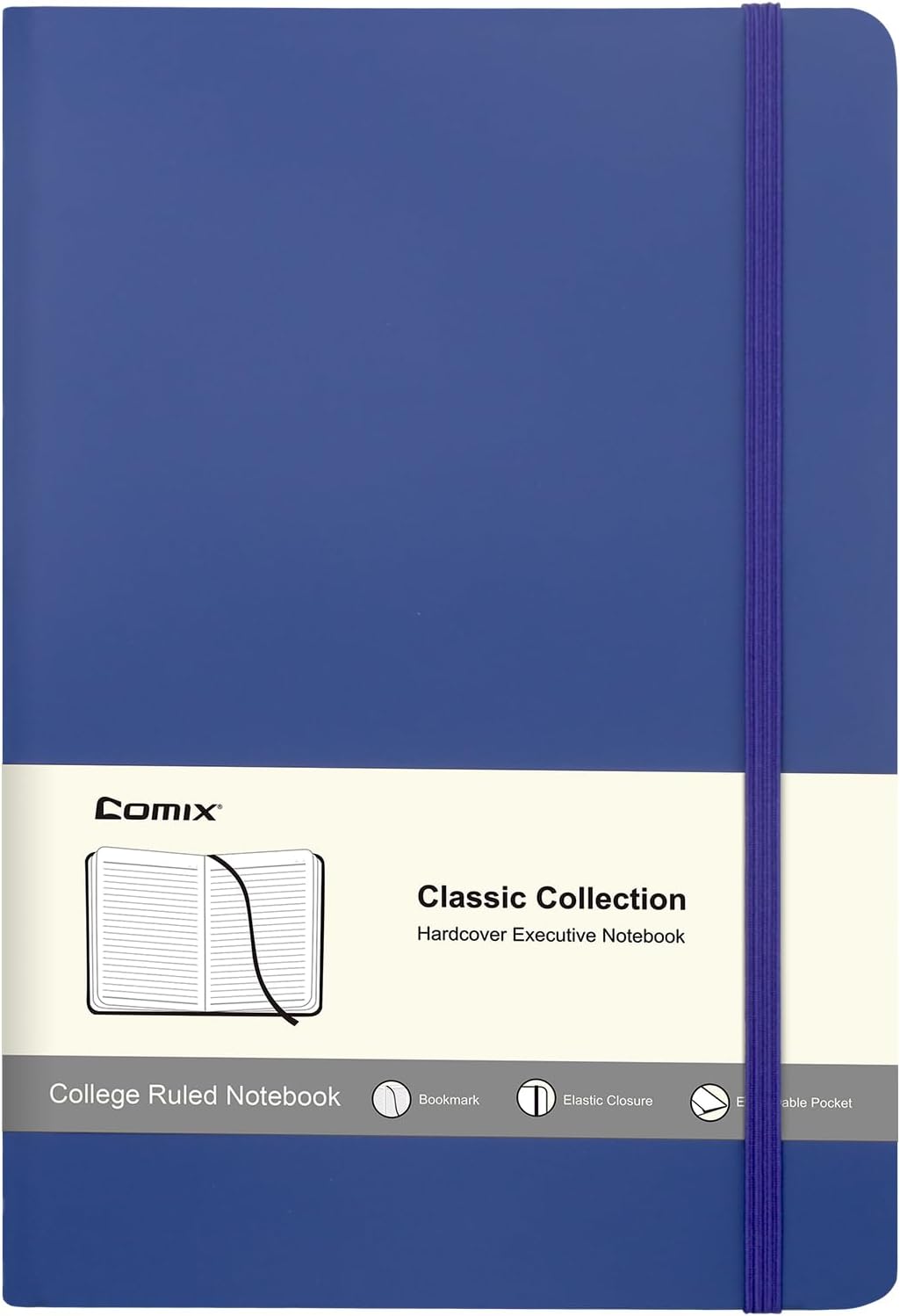 Comix Navy Blue Journal: Classic College Ruled, 240 Pages