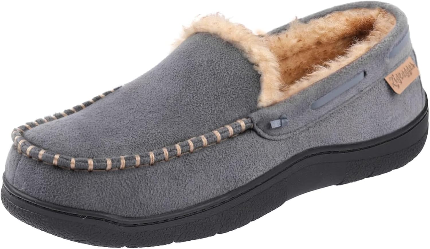 Zigzagger Men's Moccasin Slippers with Memory Foam Comfort