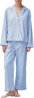 Womens Striped Cotton Pajama Set - Comfortable Two-Piece Sleepwear