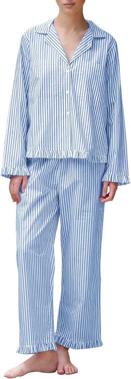 Flygo Womens Striped Pajama Sets for Cozy Sleep and Lounge