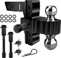 Adjustable Trailer Hitch for 2 in Receiver with Dual Ball - 6 in