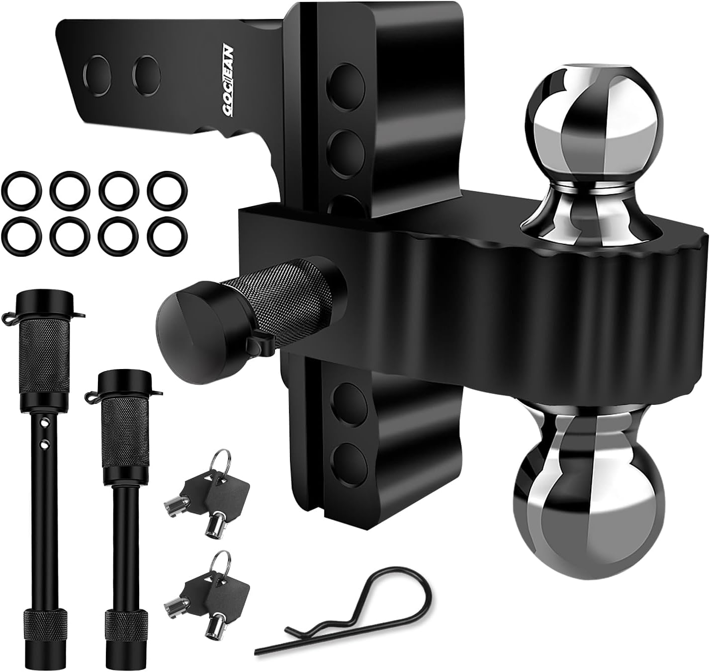 Adjustable Trailer Hitch with Dual Solid Balls for Heavy Duty Towing