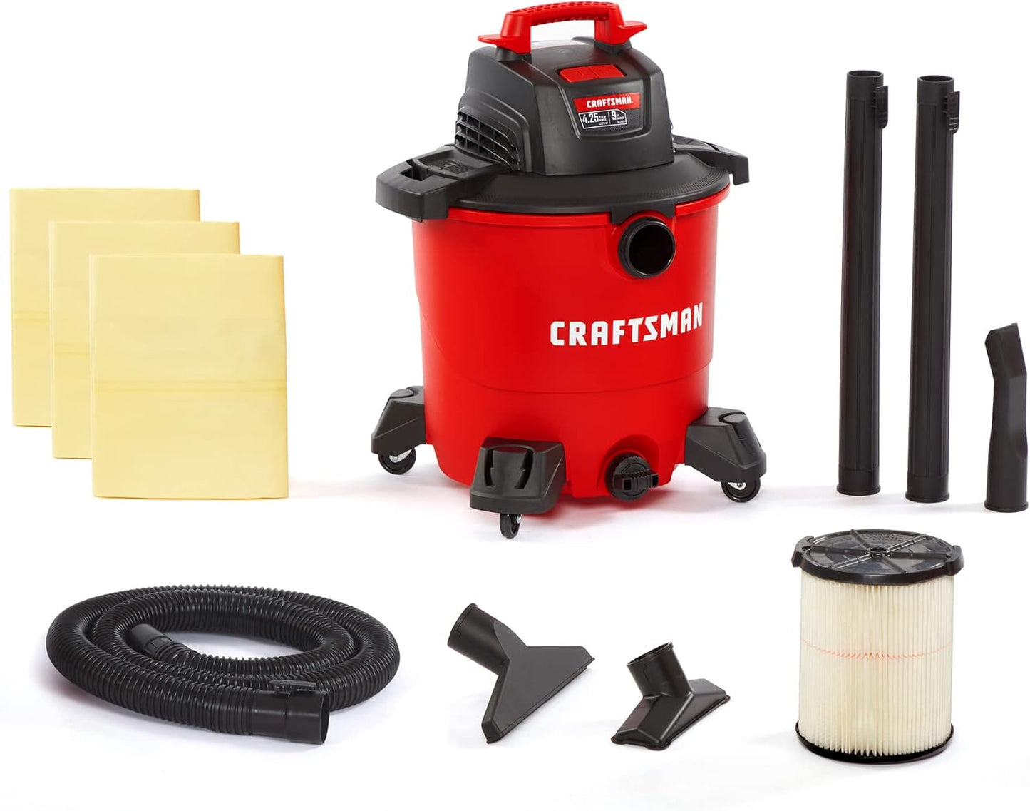 CRAFTSMAN 9 Gallon Wet Dry Vac with Powerful 4.25 HP Motor