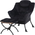 Tiita Lazy Chair with Ottoman, Modern Velvet Accent Chair - Comfy