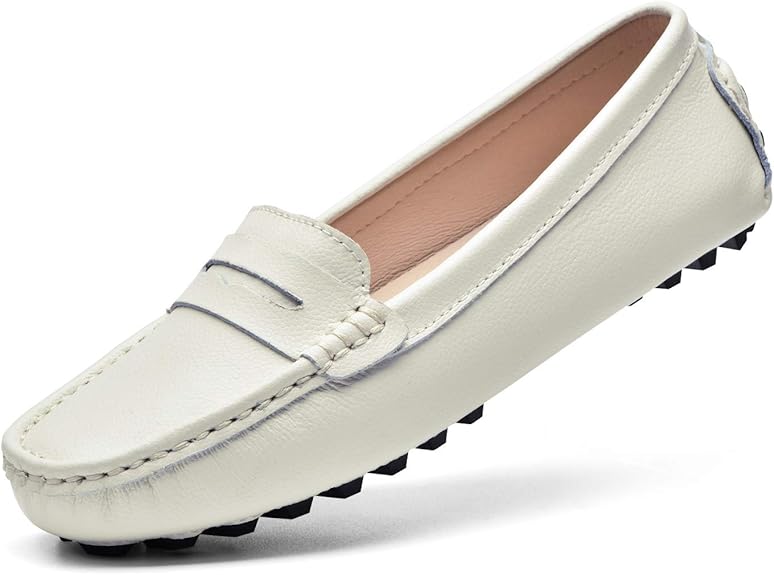 BEAUSEEN Womens Loafers Designer Leather Driving Shoes for Women