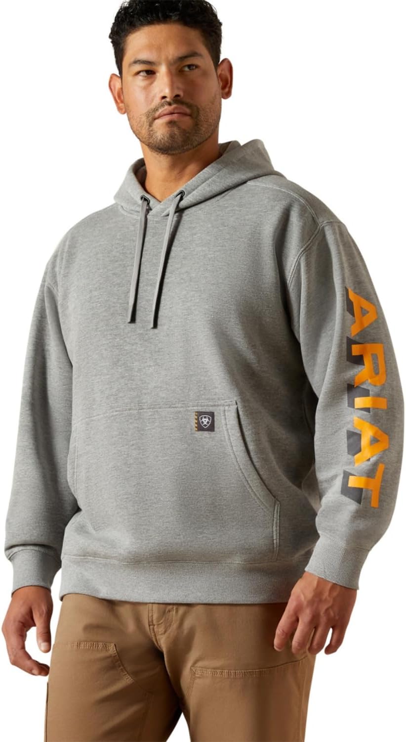 ARIAT mens Rebar Lightweight Logo Hoodie for All-Season Comfort