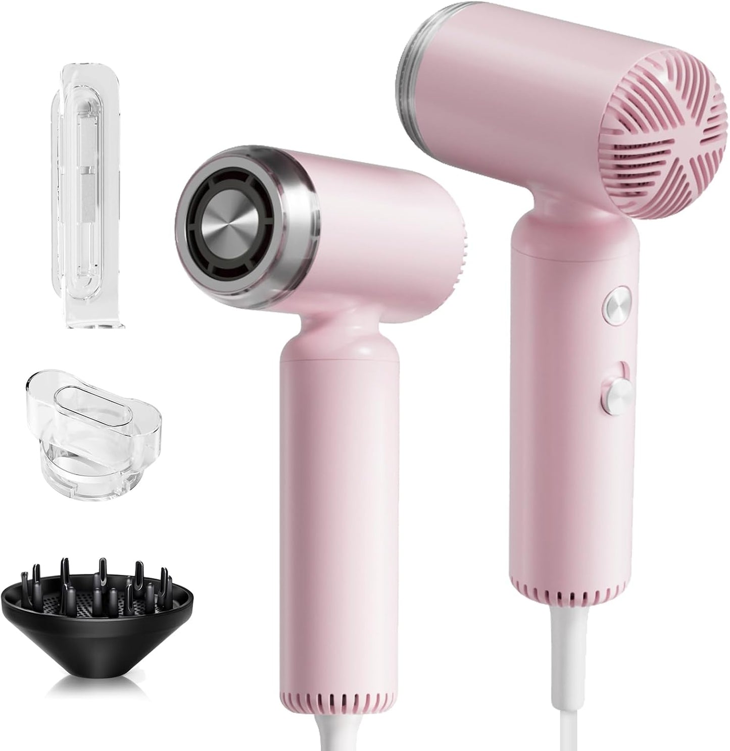 Super Mini Ionic Travel Hair Dryer with 200M Ions, Fast Drying, Pink