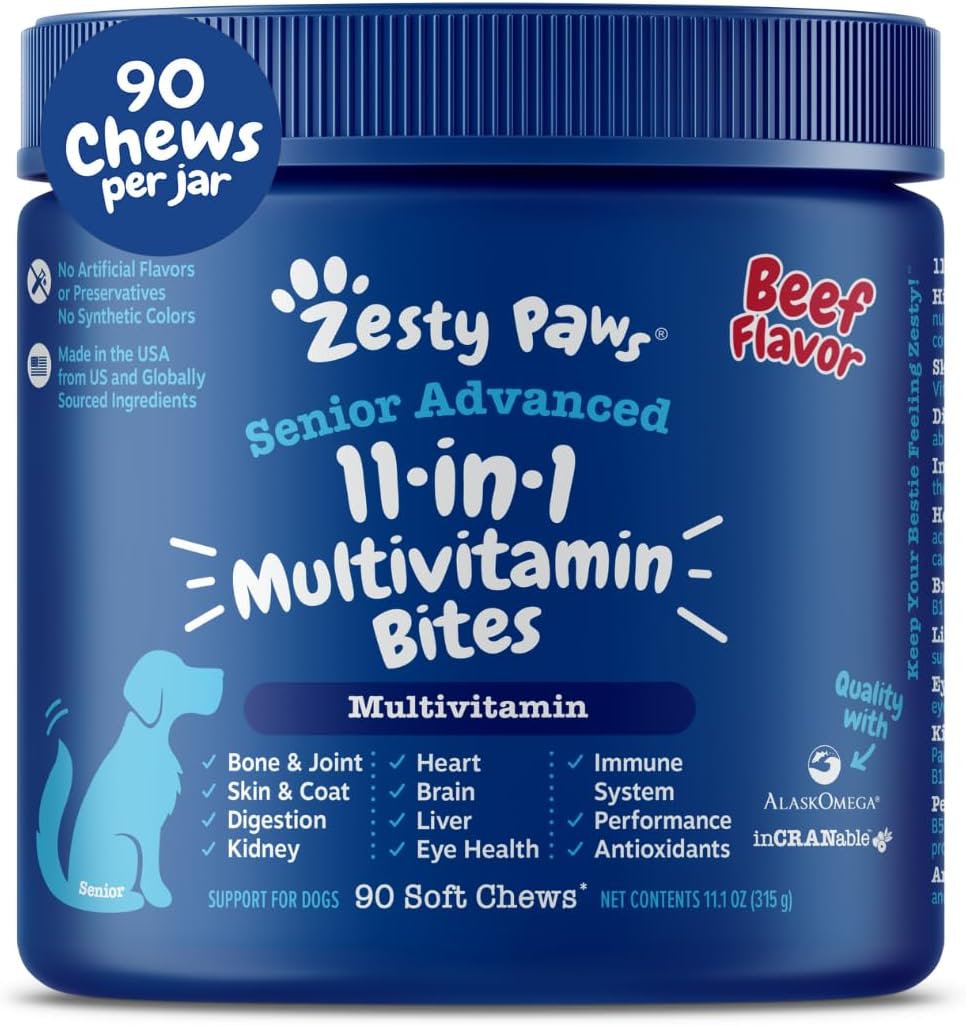 Zesty Paws Senior Dog Multivitamin Treats for Joint Health