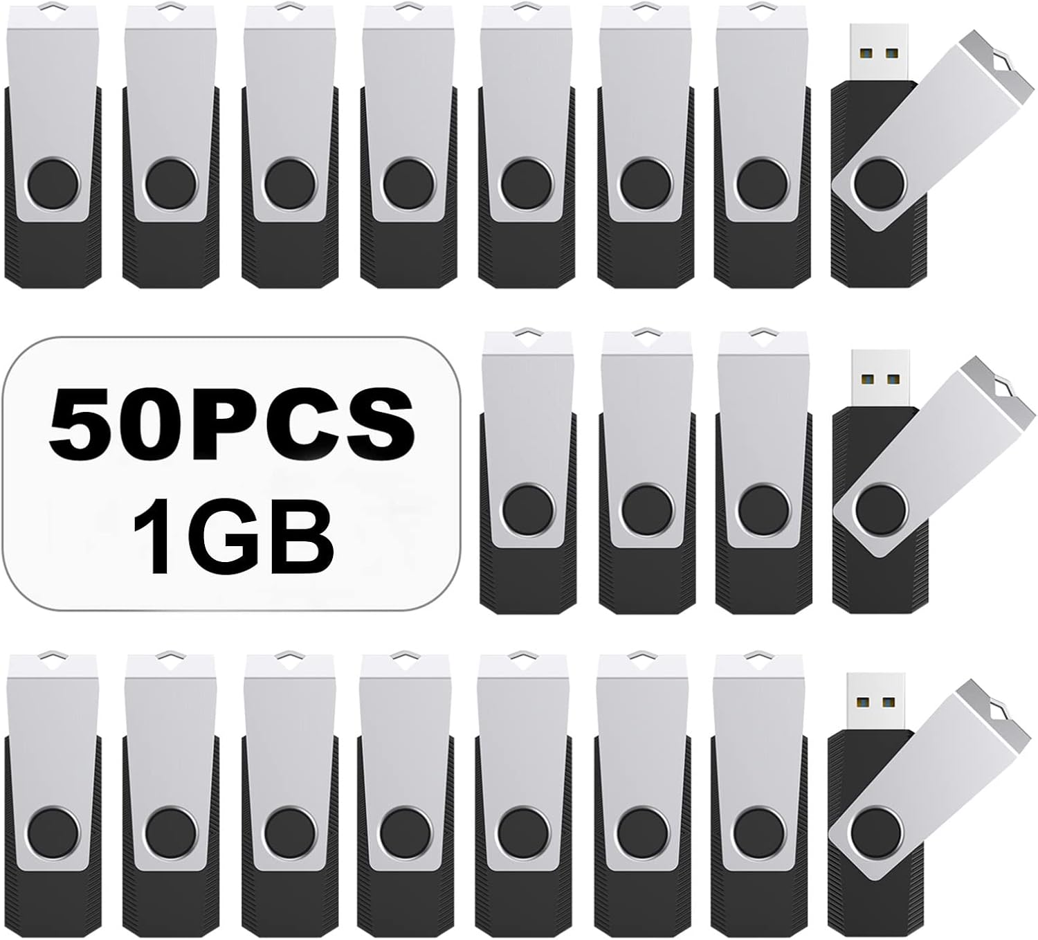 TOPESEL 50PCS 1GB USB Flash Drives - Reliable Swivel Design