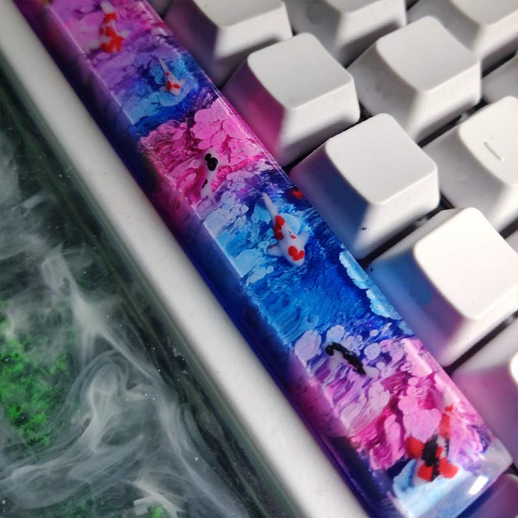 Customized Keycaps Handmade Gradient Pink-Blue Koi Fish Design