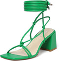 Women's Lace Up Chunky Heel Sandals Strappy Ankle Wrap Heels - Classic
