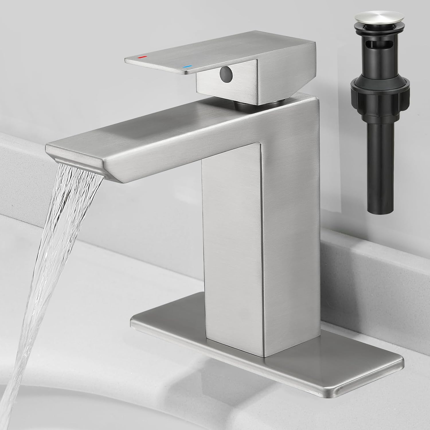 RUMOSE Brushed Nickel Bathroom Faucets Set for Modern Sinks